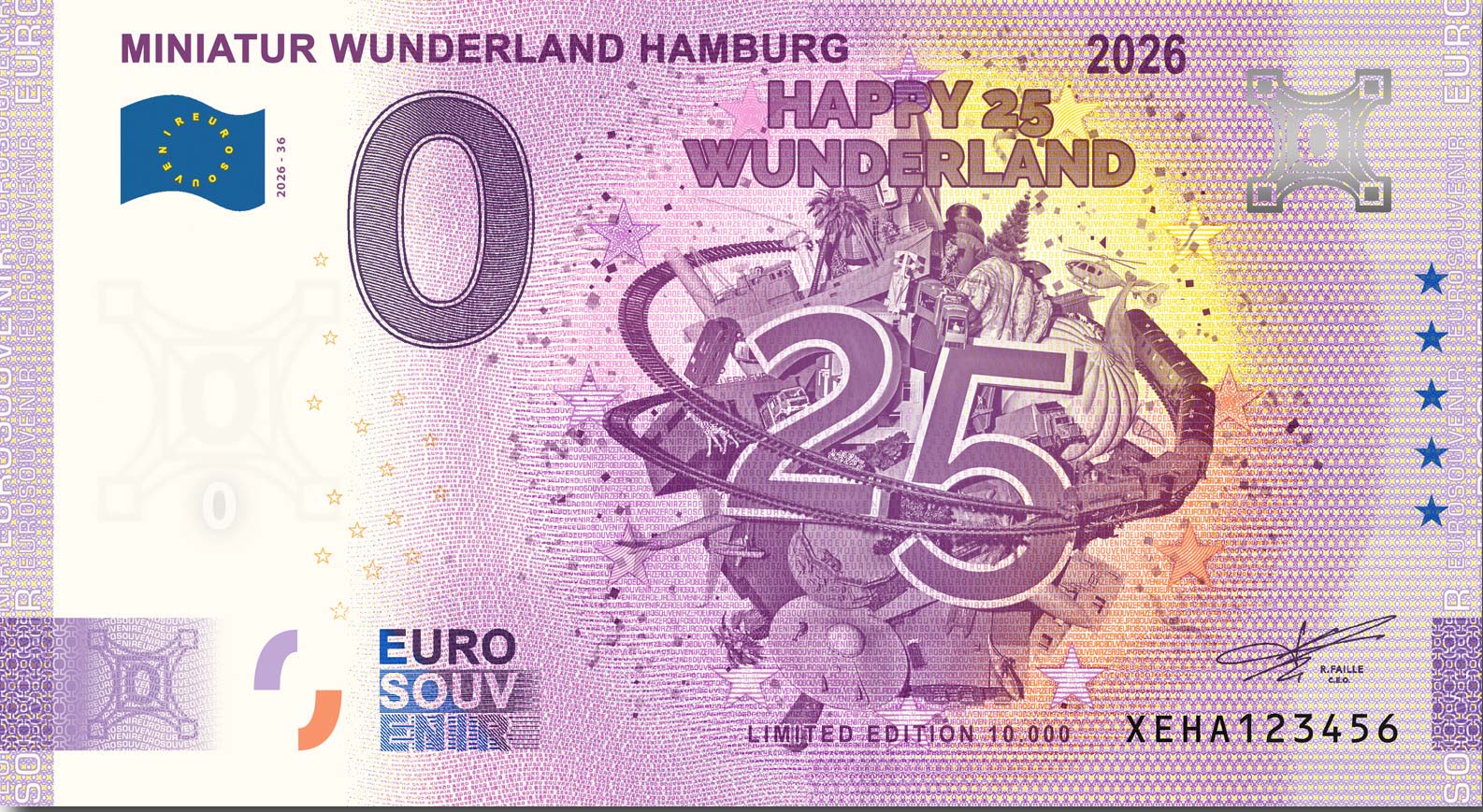 Euro souvenir note "25 Years Miniatur Wunderland" (2026-36)