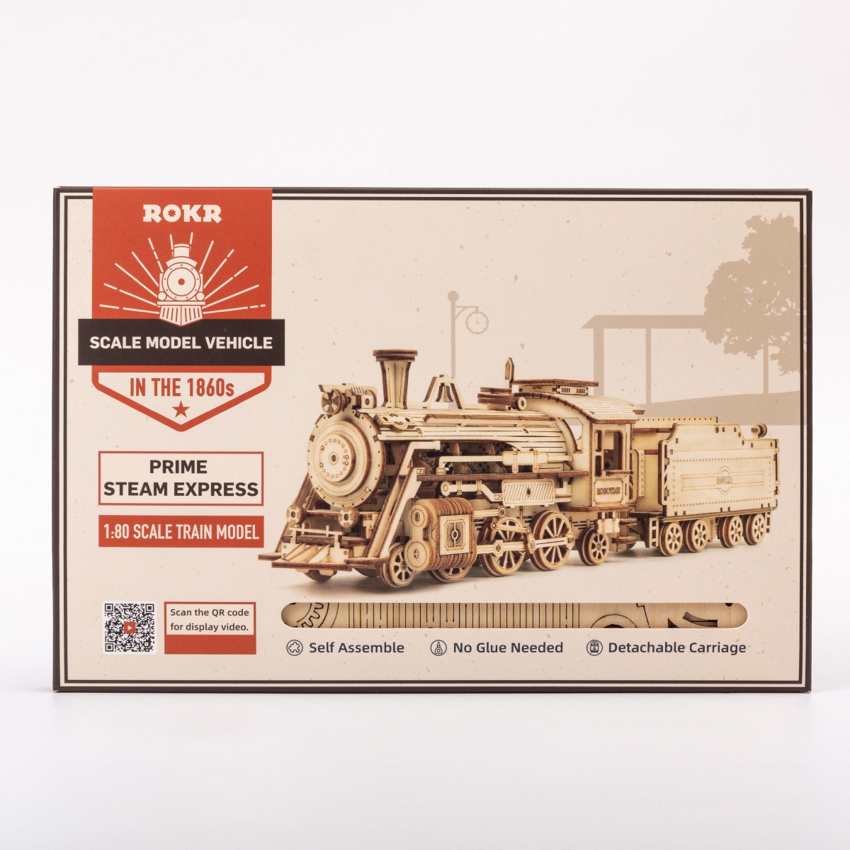 Holzbausatz - ROKR Robotime -Lokomotive mit Tender - MC501