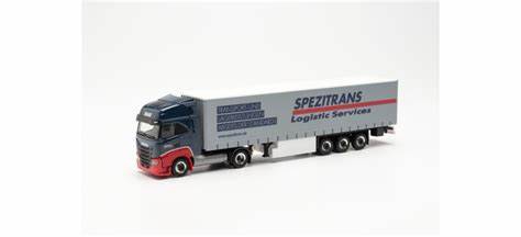 Herpa 315258 Iveco S-Way LNG Gardinenplanen-Sattelzug "Spezitrans" (Mecklenburg-Vorpommern/Grimmen) 1:87