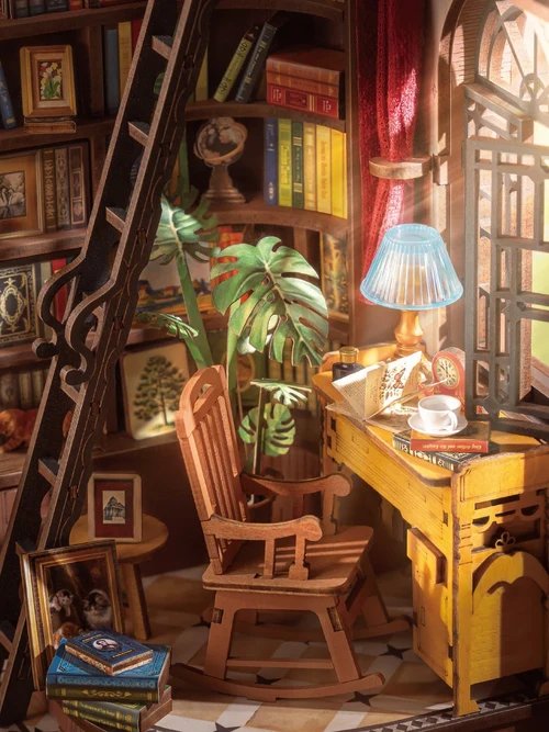 Wooden Model Kit / Book Nook – "Silent Corner Study" – TGE02 by Robotime
