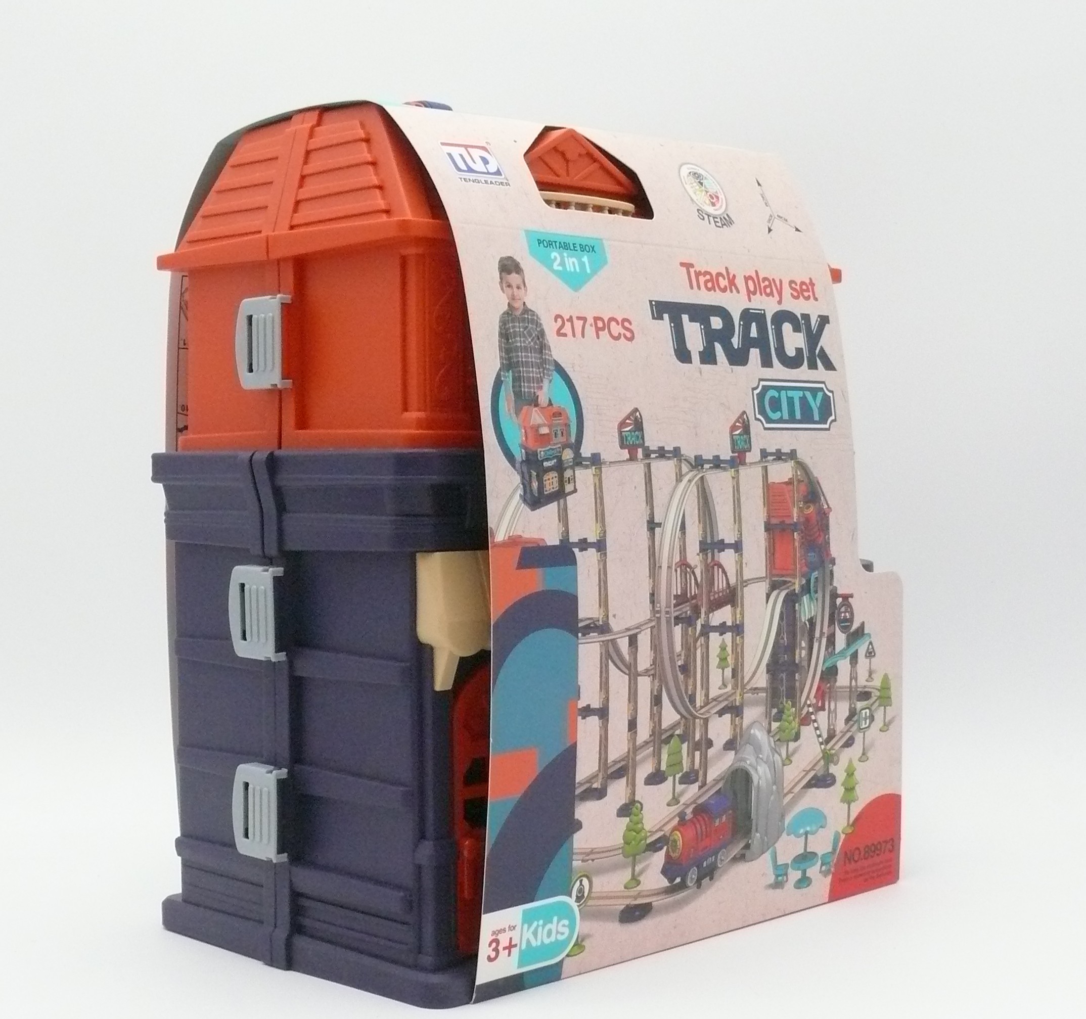 Portables Spielzeugset mit Schienen