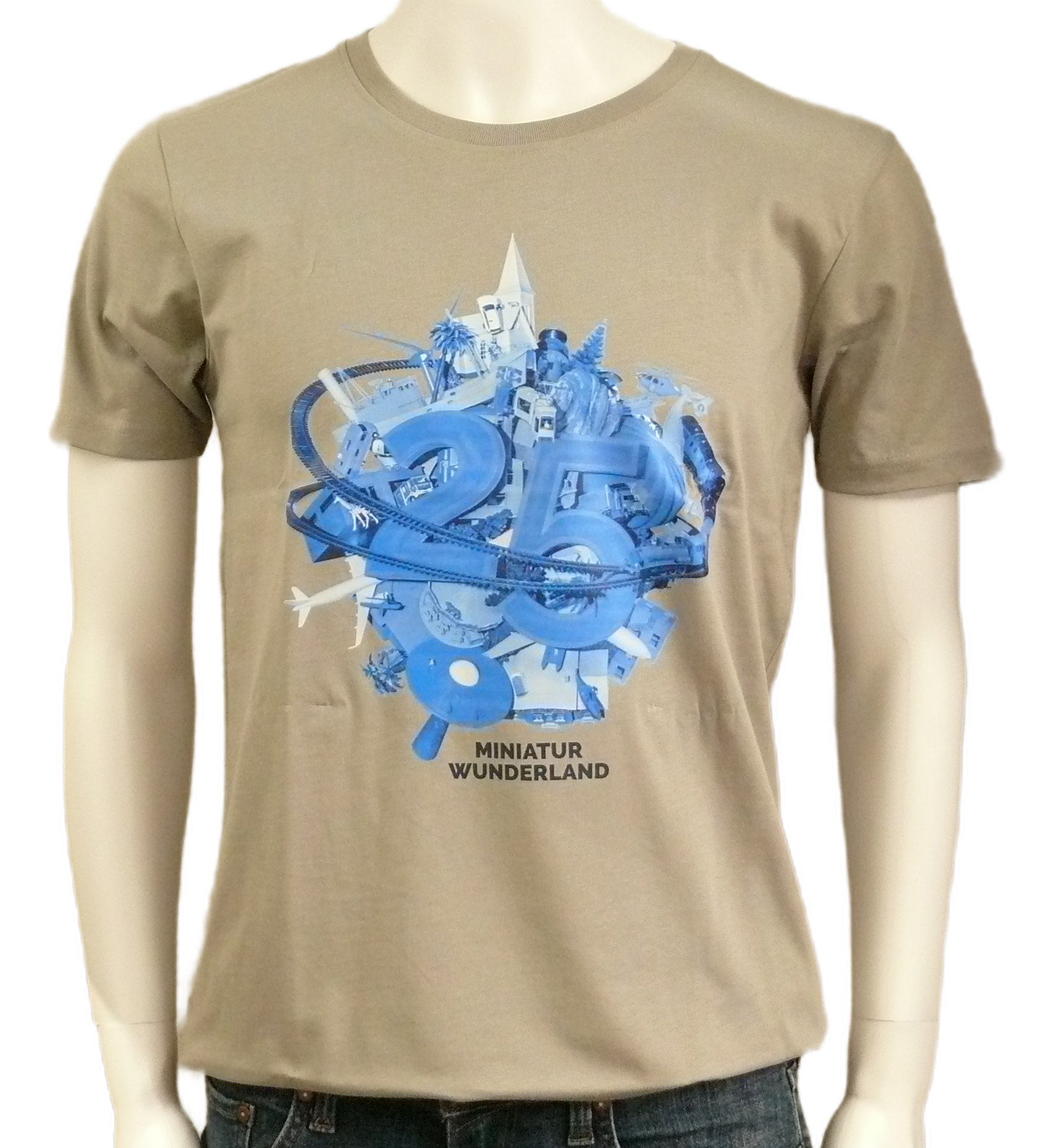 T-Shirt – 25 Years of Miniatur Wunderland – Anniversary Logo, Grey / Blue