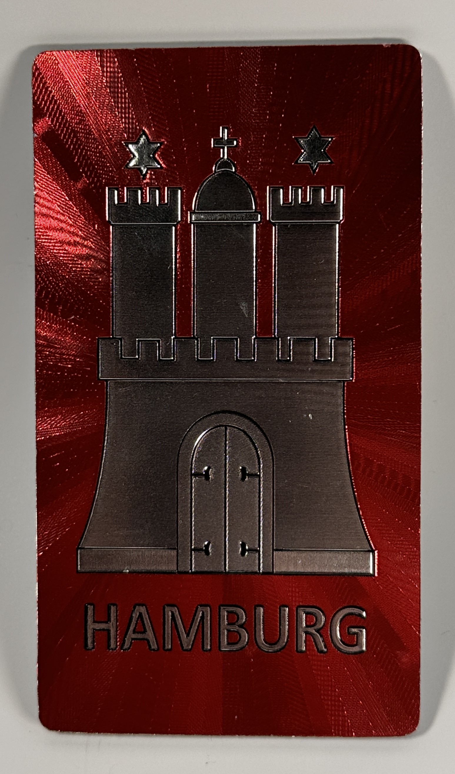 Magnet with Metallic Foil - Hamburg Coat of Arms / Skyline (Double-Sided)
