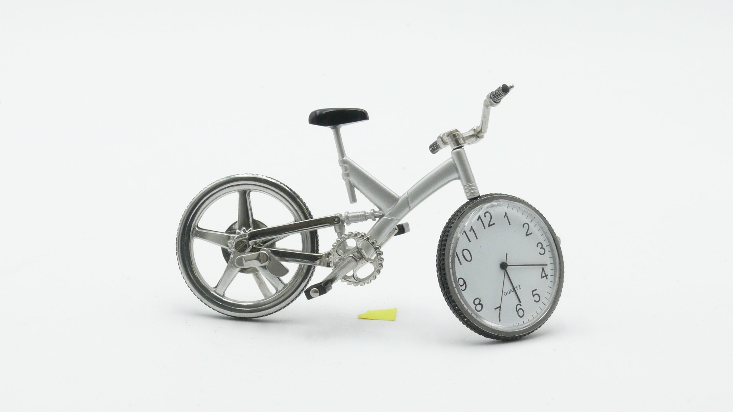 Miniature Silver Bicycle Clock