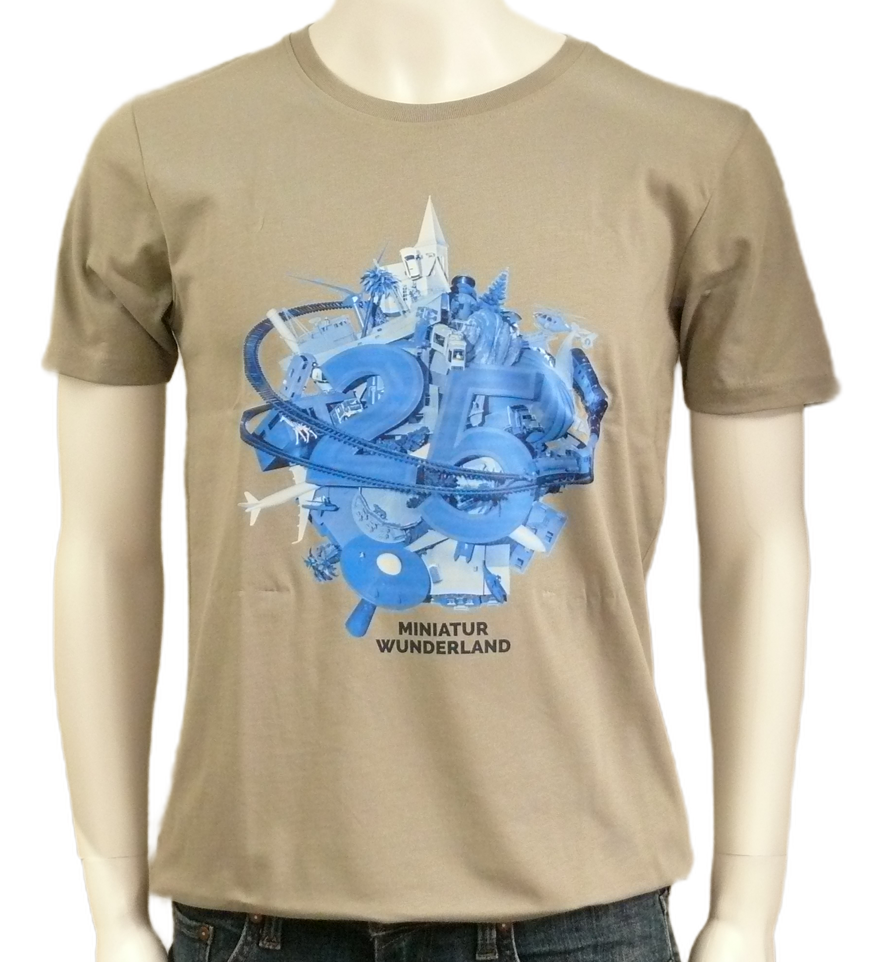 T-Shirt - 25 Jahre Miniatur Wunderland - Signet, grau / blau