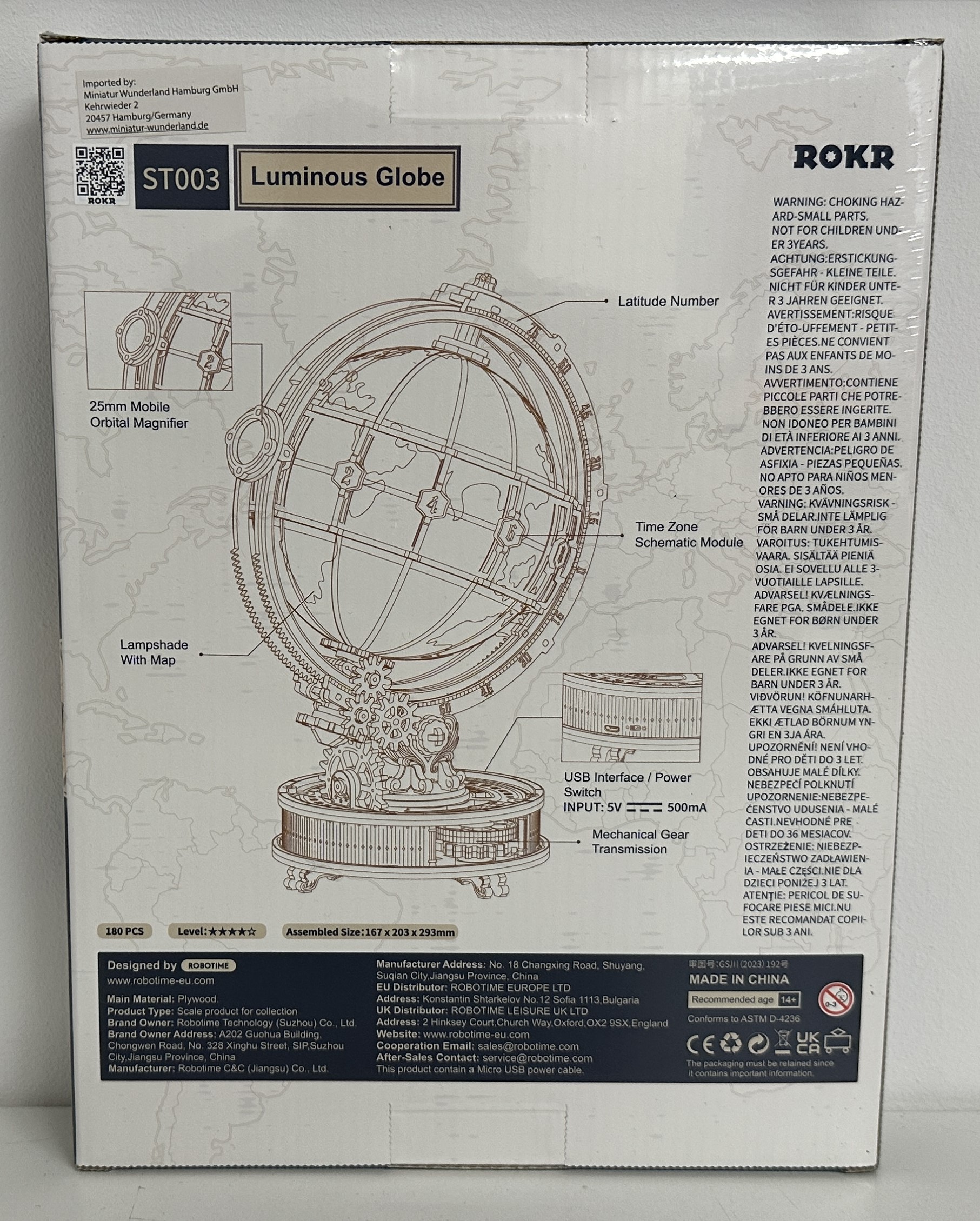 Wooden Model Kit – “Luminous Globe” – ST003 by Robotime