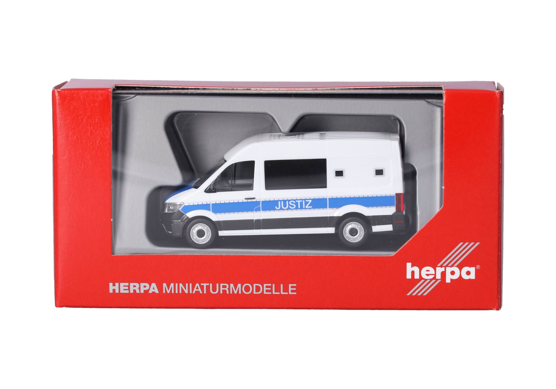 Herpa 98021 MAN TGE High-Roof Panel Van Prisoner Transporter "Justice" 1:87