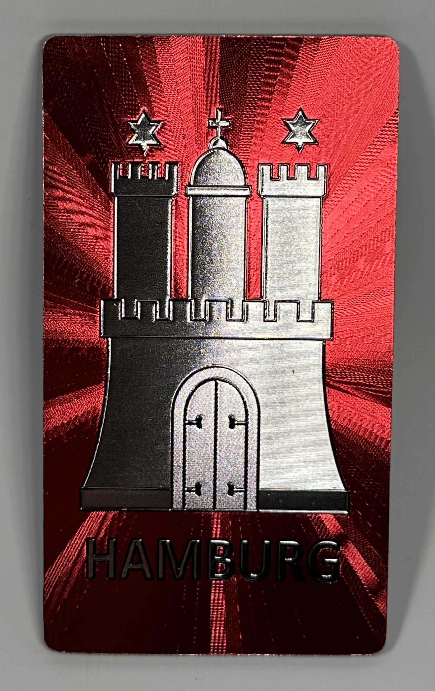 Magnet with Metallic Foil - Hamburg Coat of Arms / Skyline (Double-Sided)
