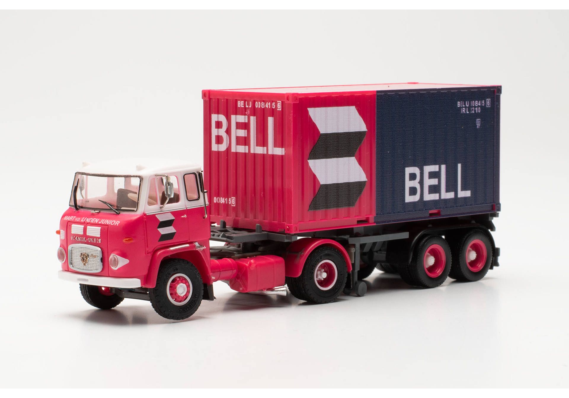 Herpa 87MBS026123 Scania LB 76 Container-Sattelzug "van der Linden/Bell" (Niederlande/Lisse) 1:87