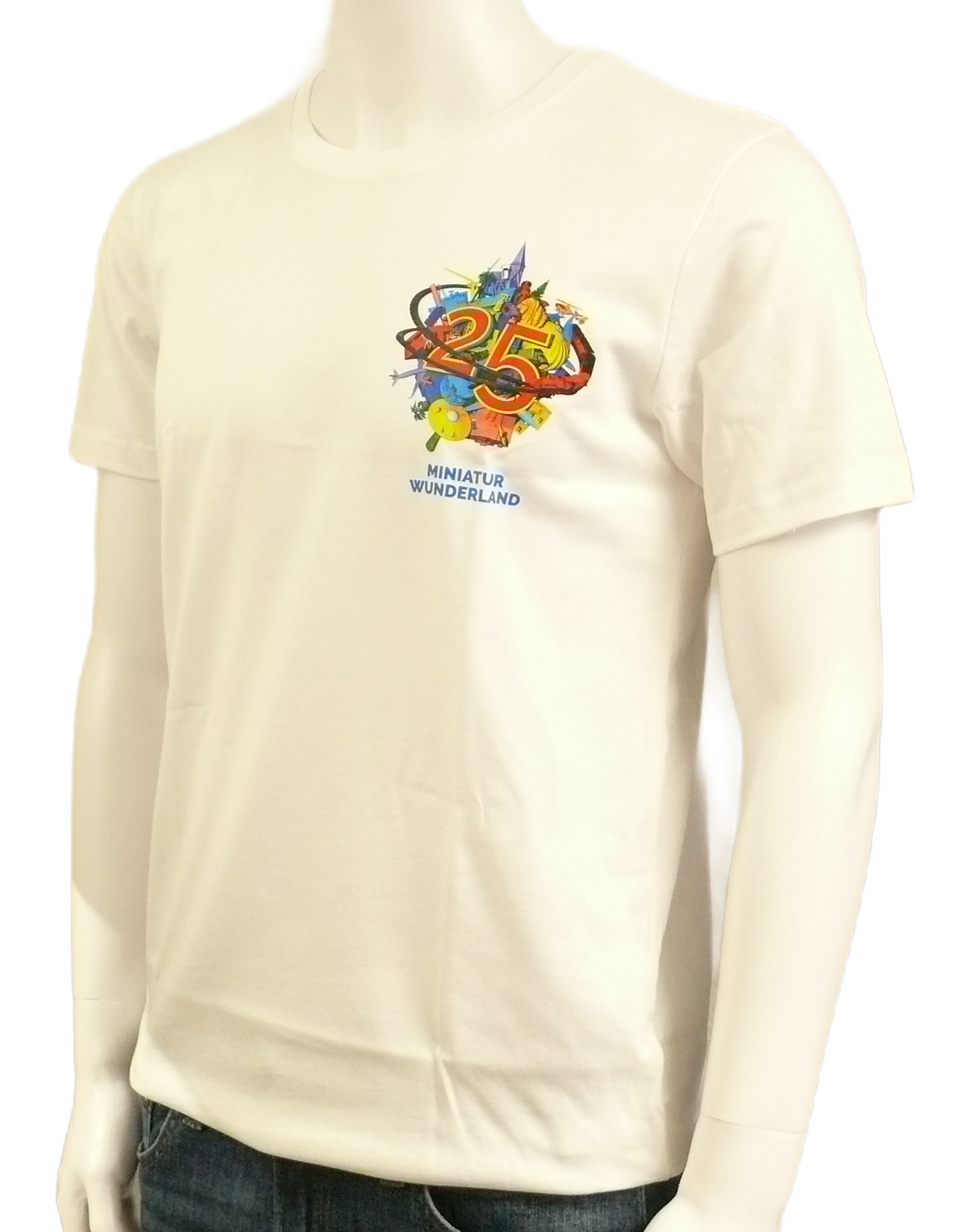 T-Shirt – 25 Years of Miniatur Wunderland – Small Anniversary Logo, White