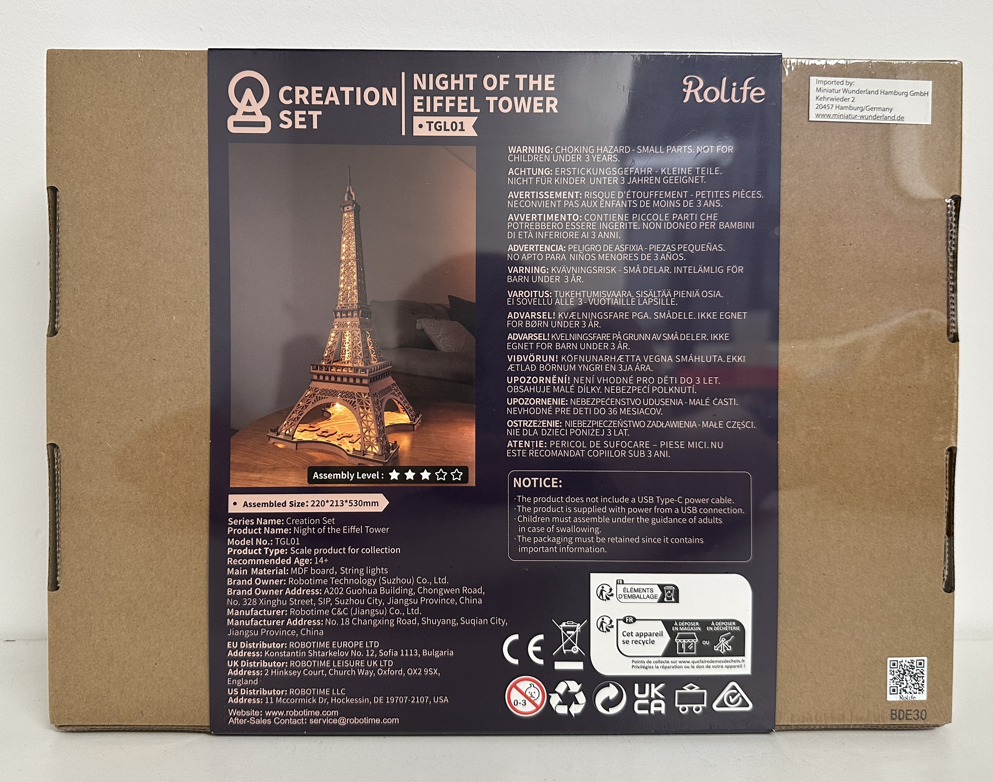 Wooden Model Kit – “Night of the Eiffel Tower” – TGL01 by Robotime