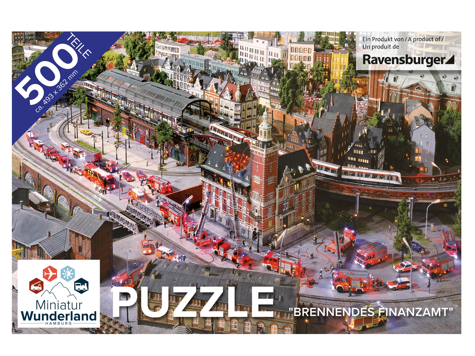 Puzzle "Brennendes Finanzamt" 500 Teile von Ravensburger 