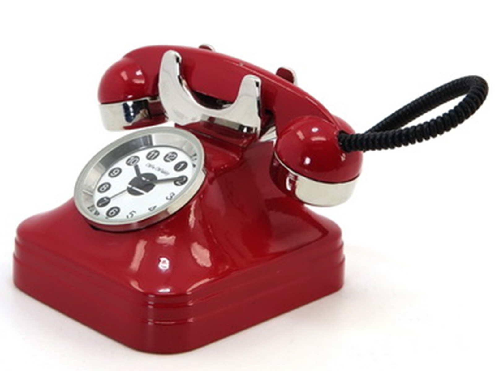 Miniatur-Uhr Telefon rot