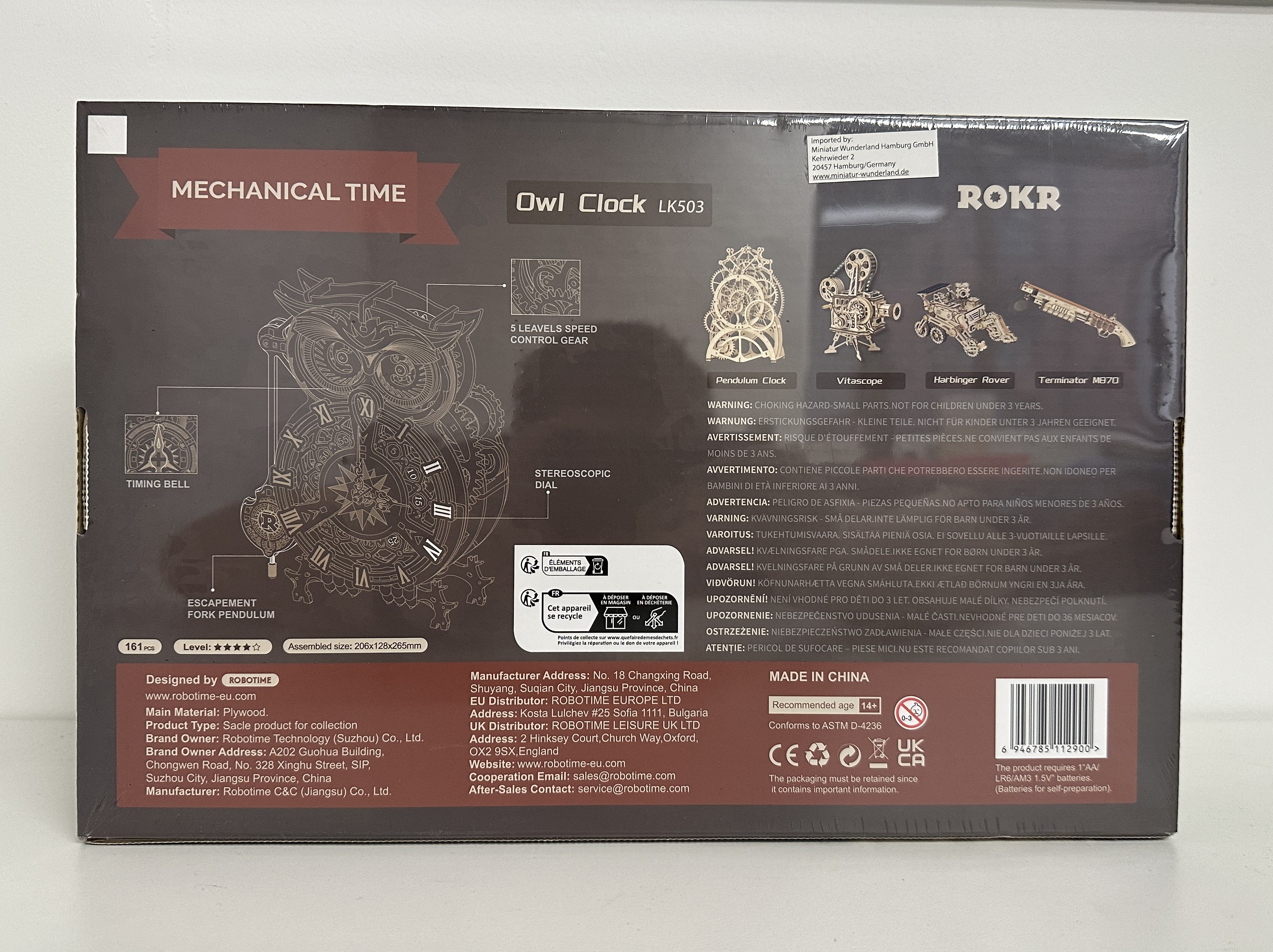 Wooden Model Kit – Owl Clock – LK503 by Robotime