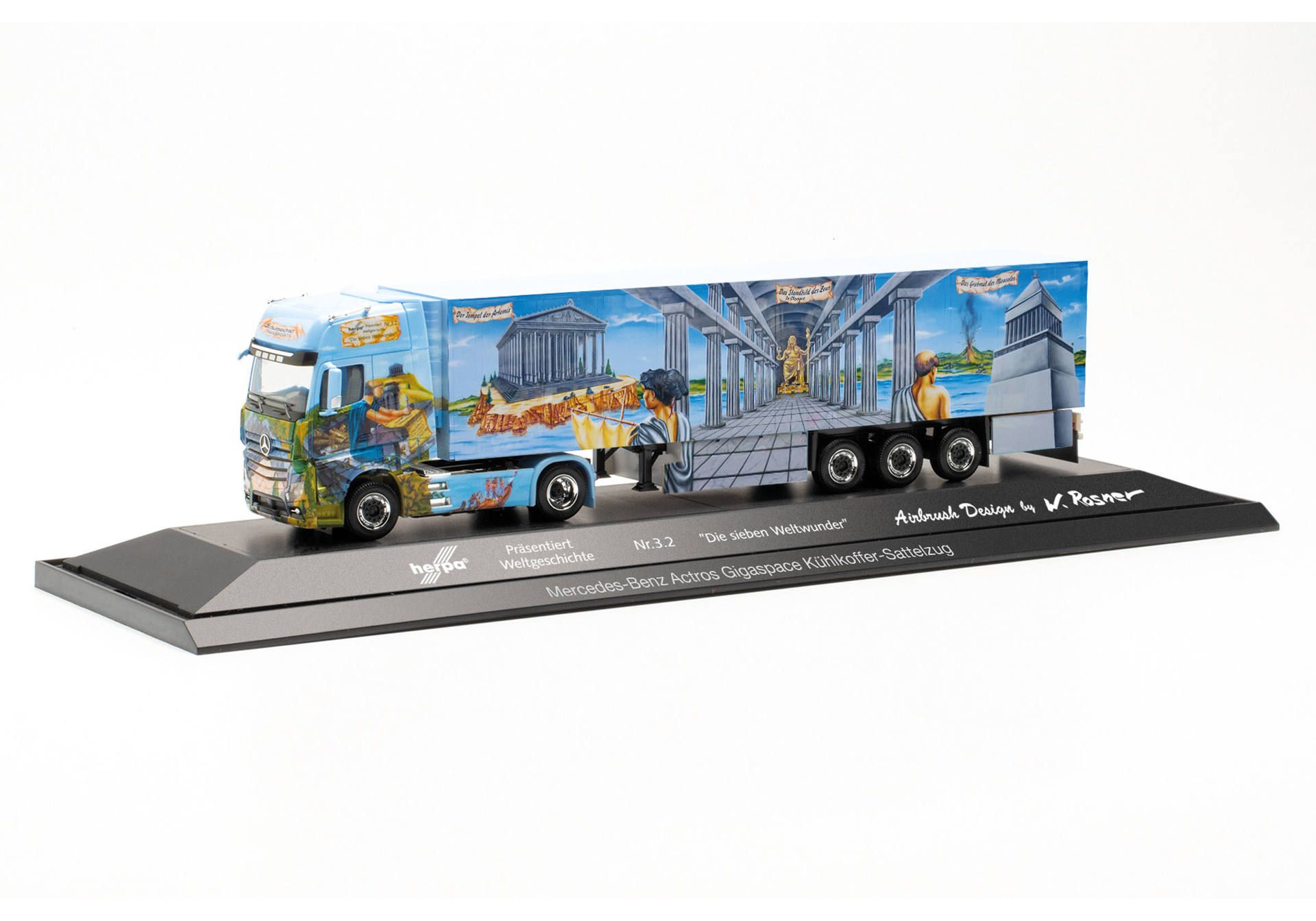 Herpa 122214 Mercedes-Benz Actros `18 Refrigerated Box Semi-Trailer “Herpa World History No. 3.2, Schumacher” (North Rhine-Westphalia/Würselen) 1:87