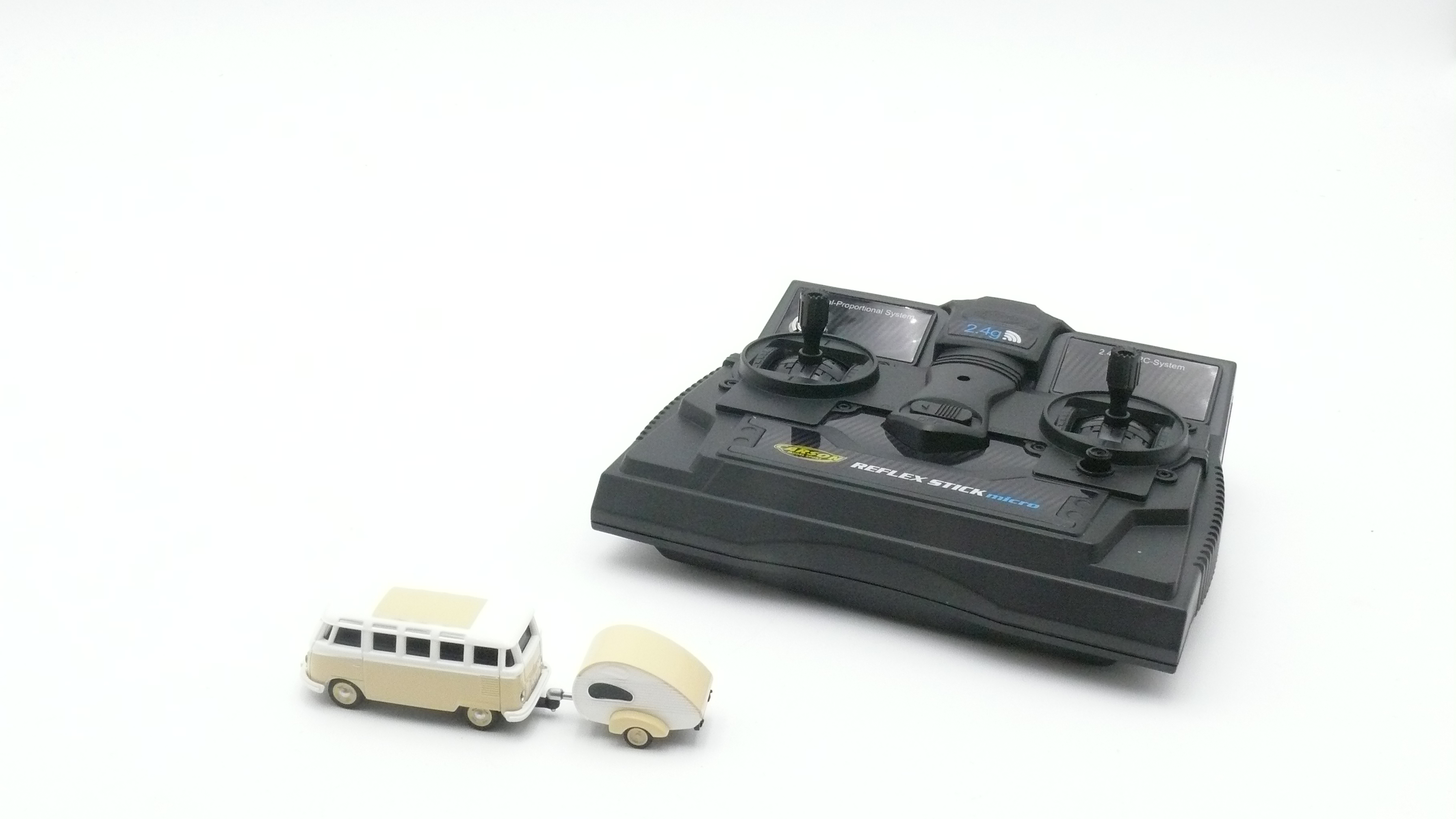 Carson RC Car VW T1 Samba Bus with Caravan 1:87