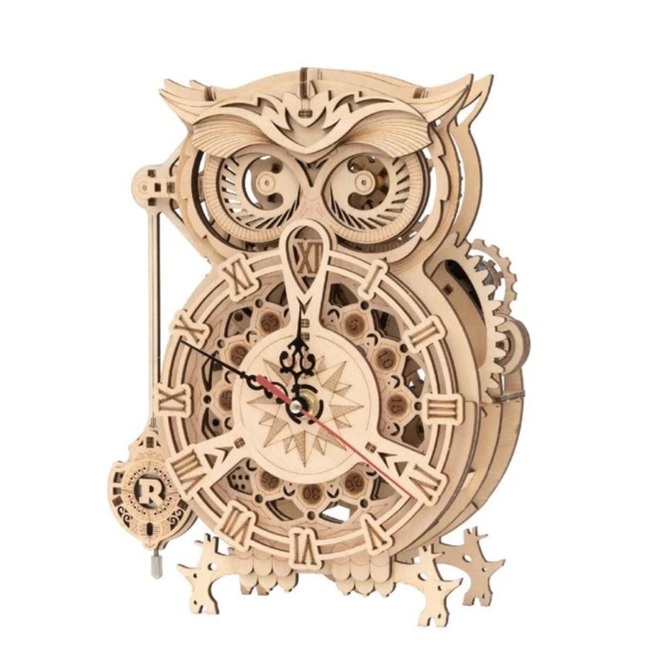 Holzbausatz - Owl Clock Eulenuhr - LK503