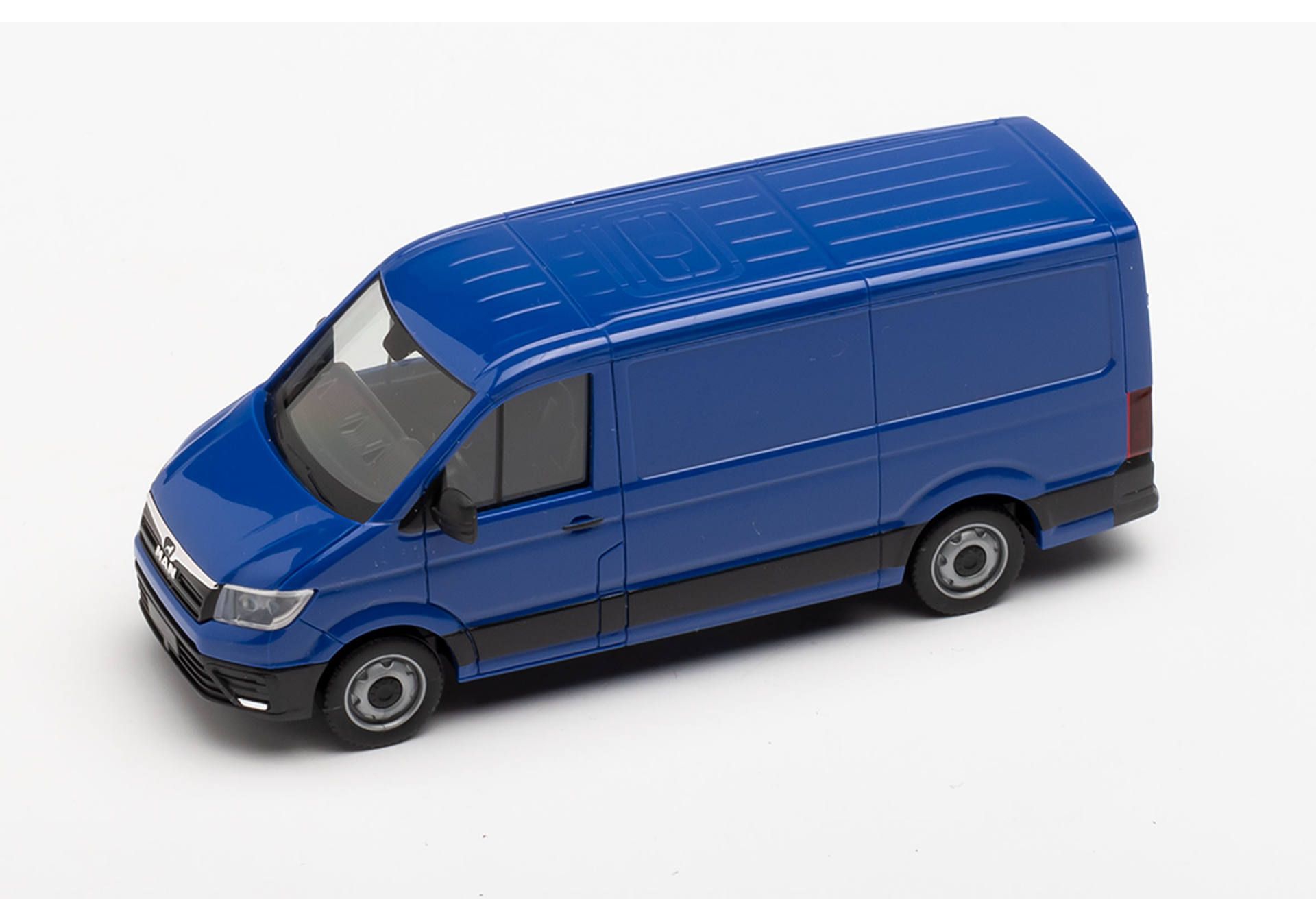 Herpa 095853 MAN TGE Kasten FD ultramarinblau Modellfahrzeug H0 1:87