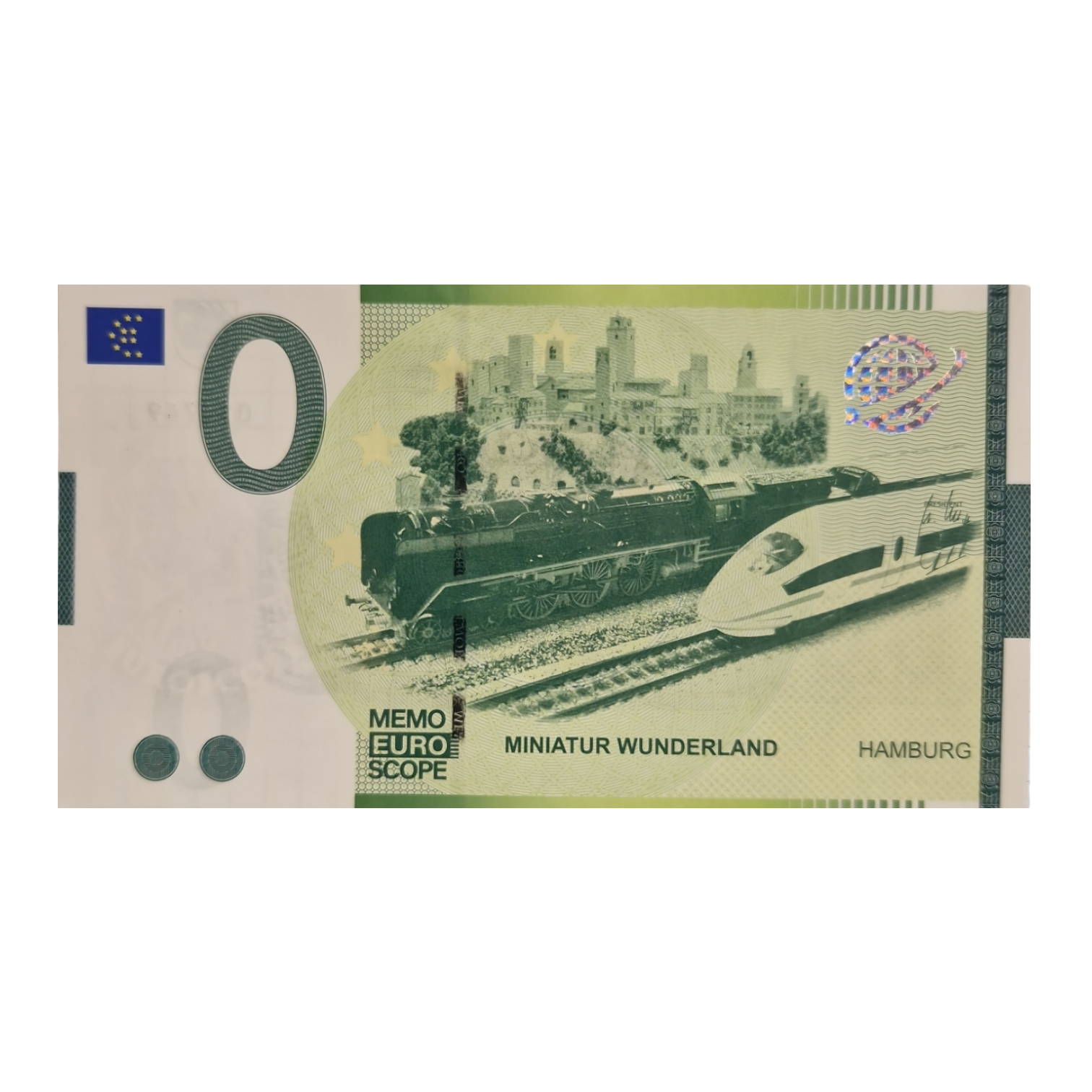 Euro souvenir banknote "Steam Train BR 01 – ICE 3 BR 403"