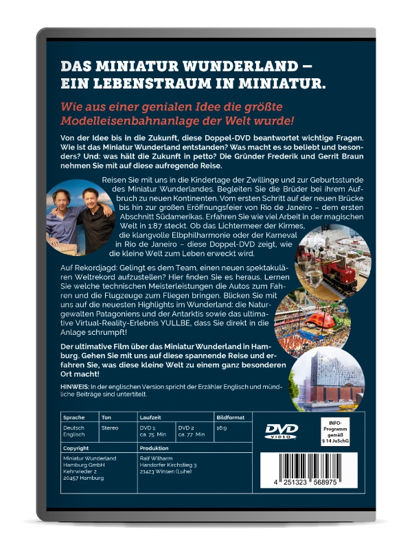 Wunderland Doppel-DVD "Das Miniatur Wunderland – Ein Lebenstraum in Miniatur" (Deutsch & Englisch)