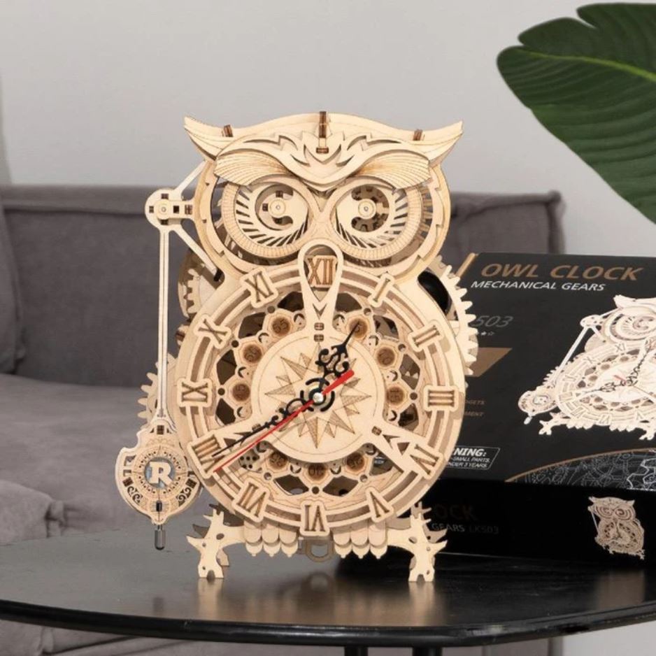 Wooden Model Kit – Owl Clock – LK503 by Robotime