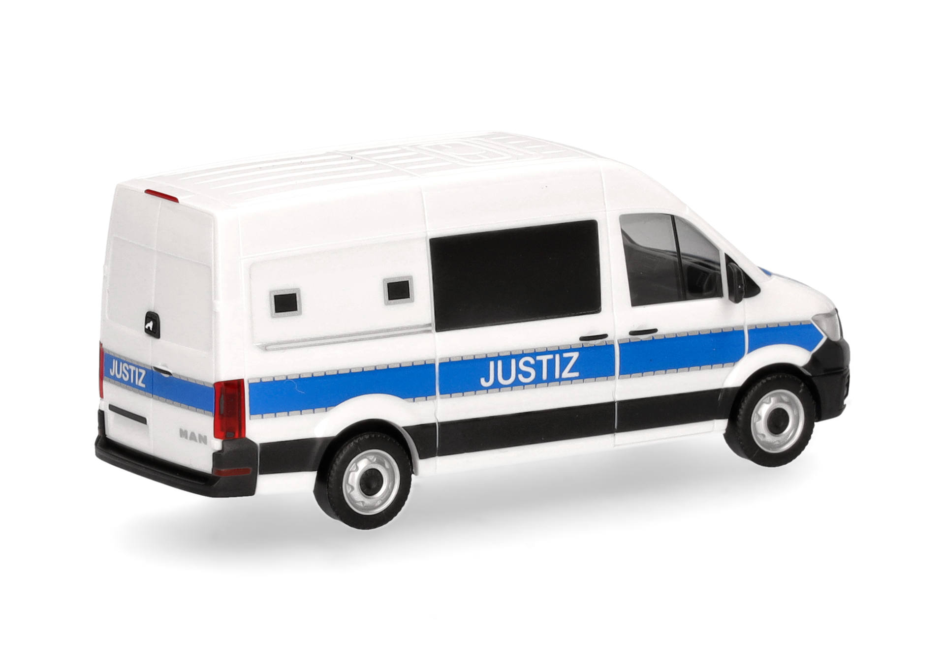 Herpa 98021 MAN TGE High-Roof Panel Van Prisoner Transporter "Justice" 1:87