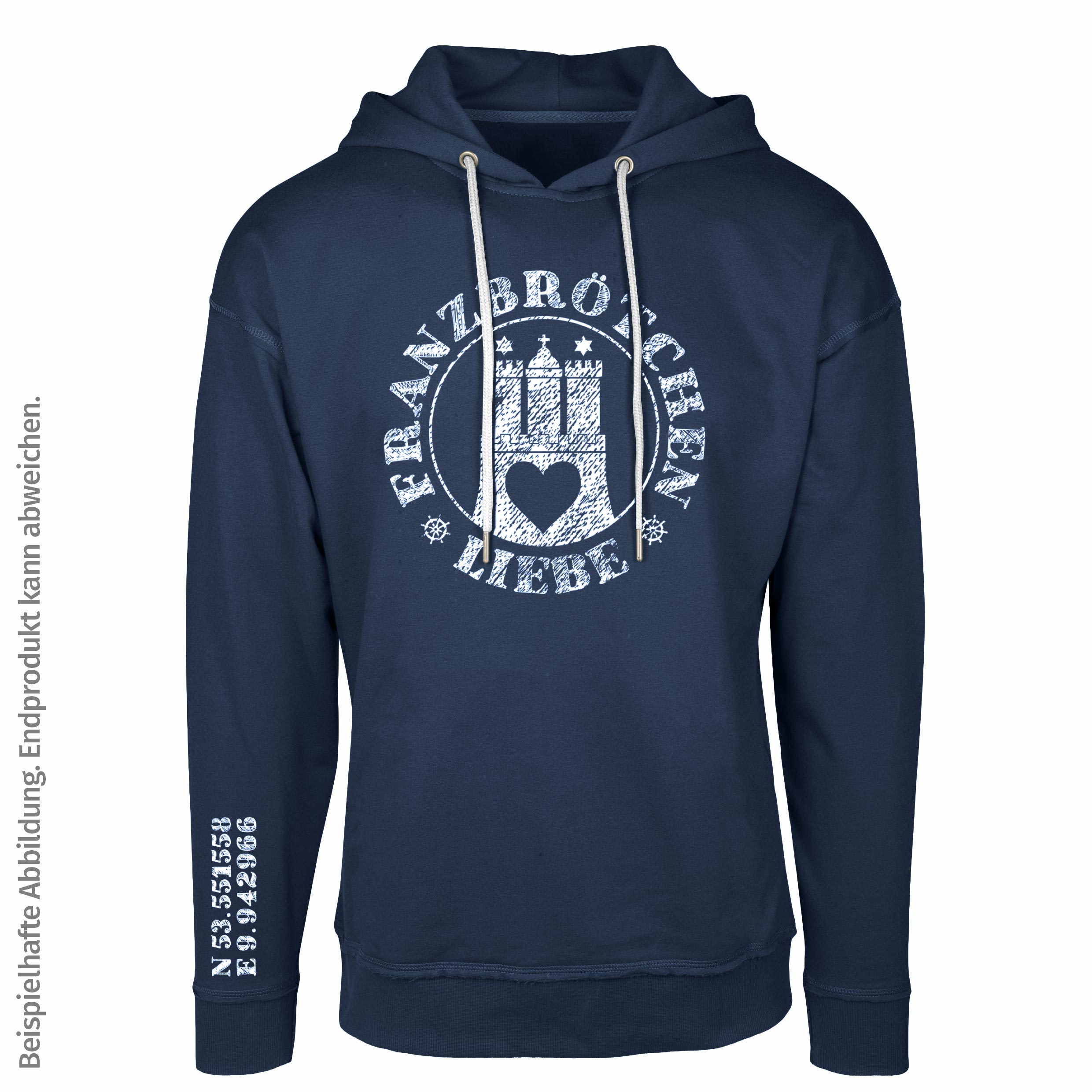 Franzbrötchenliebe Hoodie unisex - Darkblue mit weißem Print