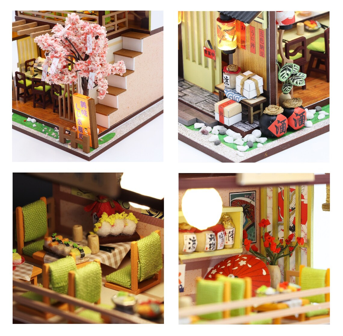 Holzhaus LED "Sushi" Holzbausatz M2011 DIY Puppenhaus
