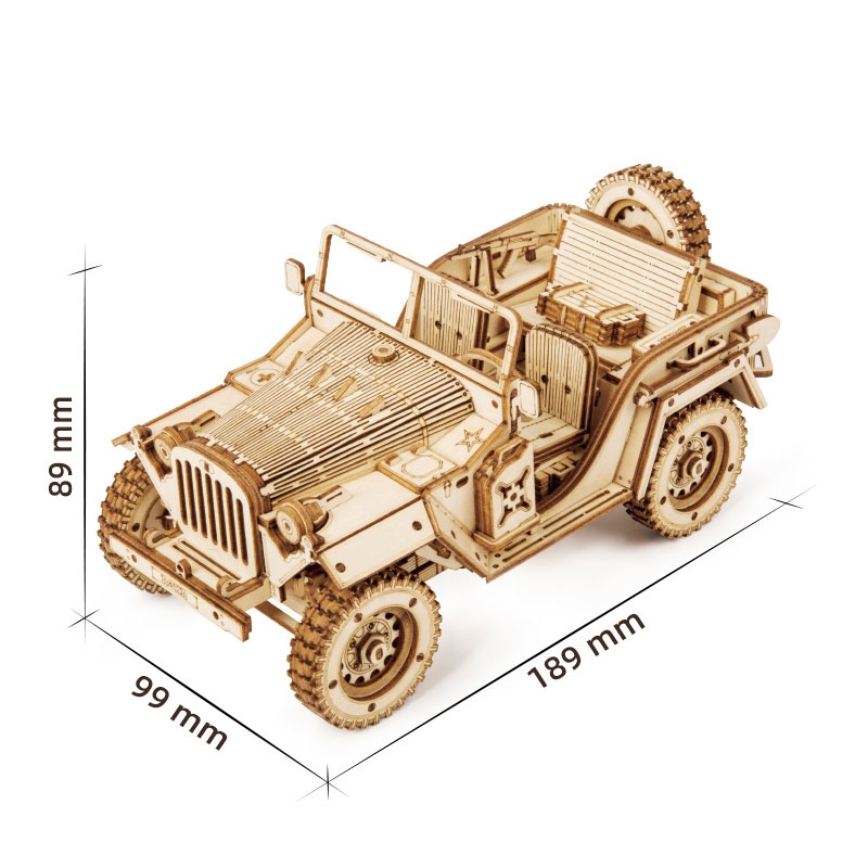 Wooden Model Kit – "Jeep Army Field Car" – MC701 by Robotime
