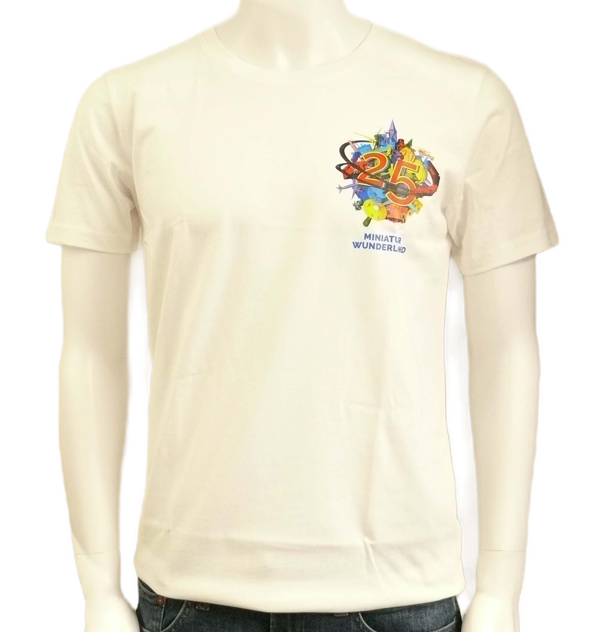 T-Shirt - 25 Jahre Miniatur Wunderland - Signet klein, weiß