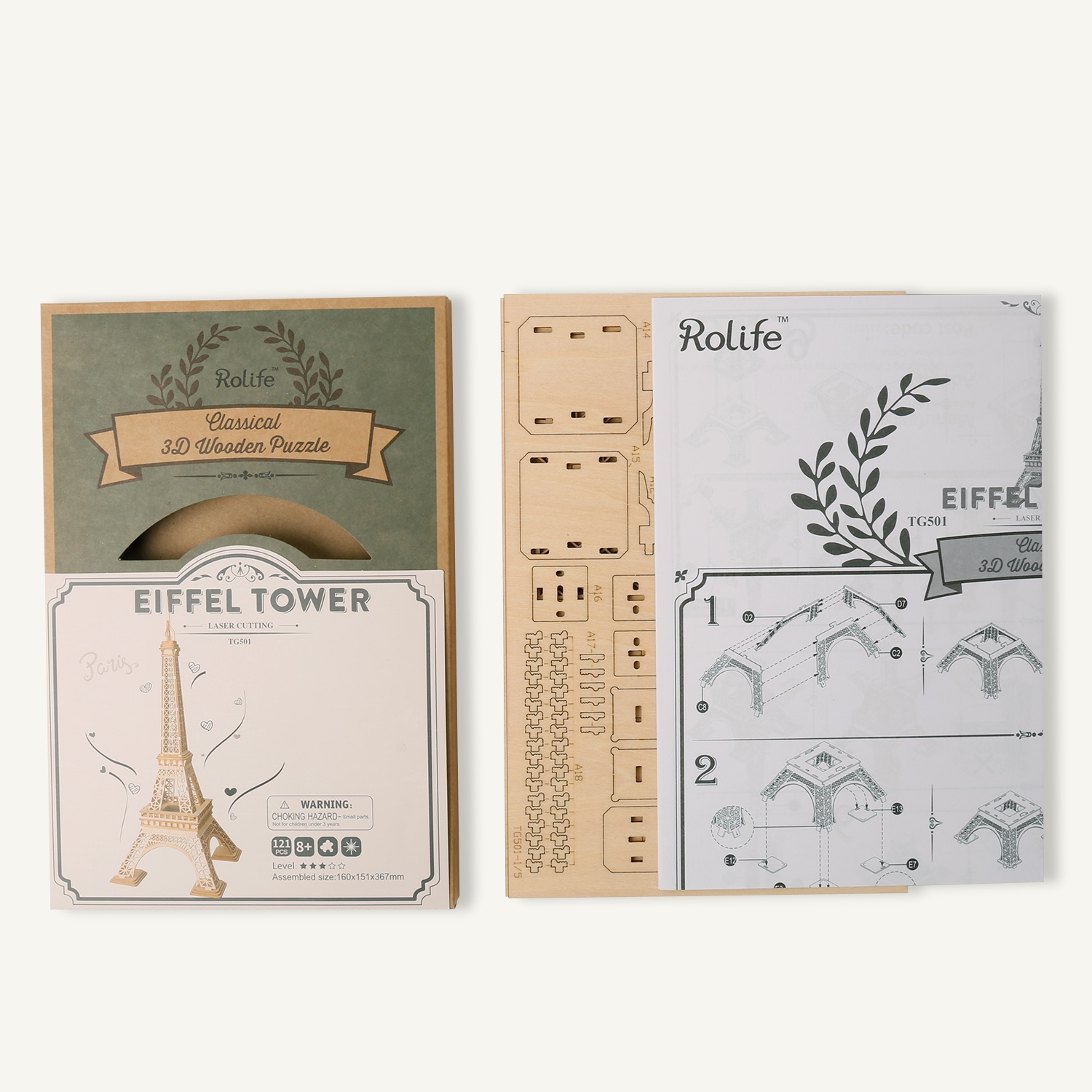 Wooden Model Kit – Eiffel Tower – TG501 by Robotime