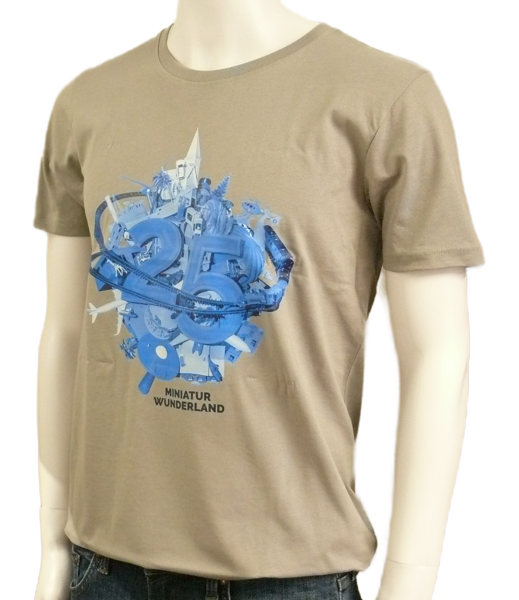 T-Shirt – 25 Years of Miniatur Wunderland – Anniversary Logo, Grey / Blue