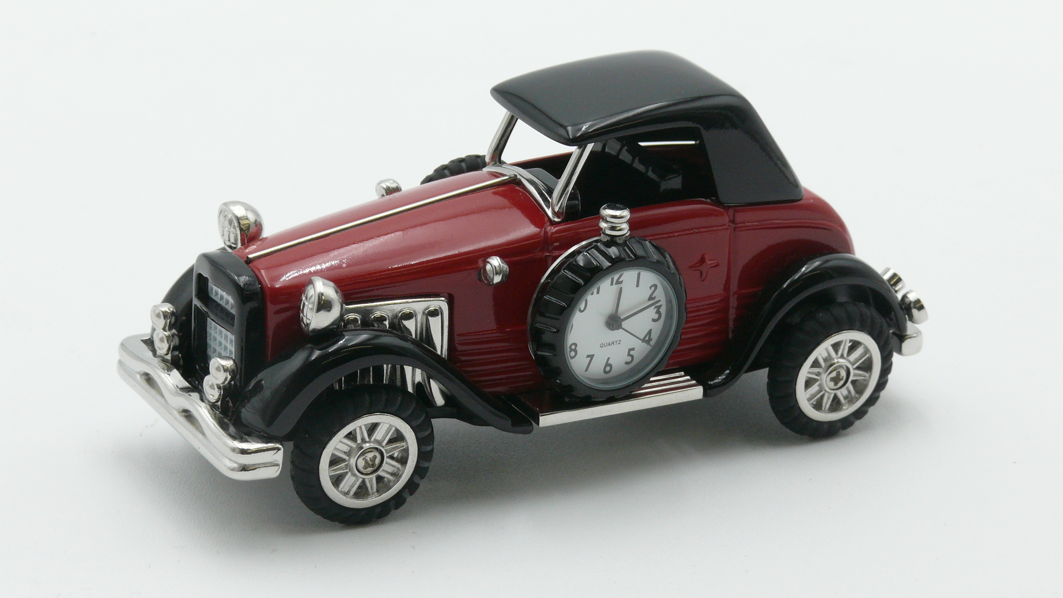 Miniatur-Uhr Miniatur Oldtimer rot