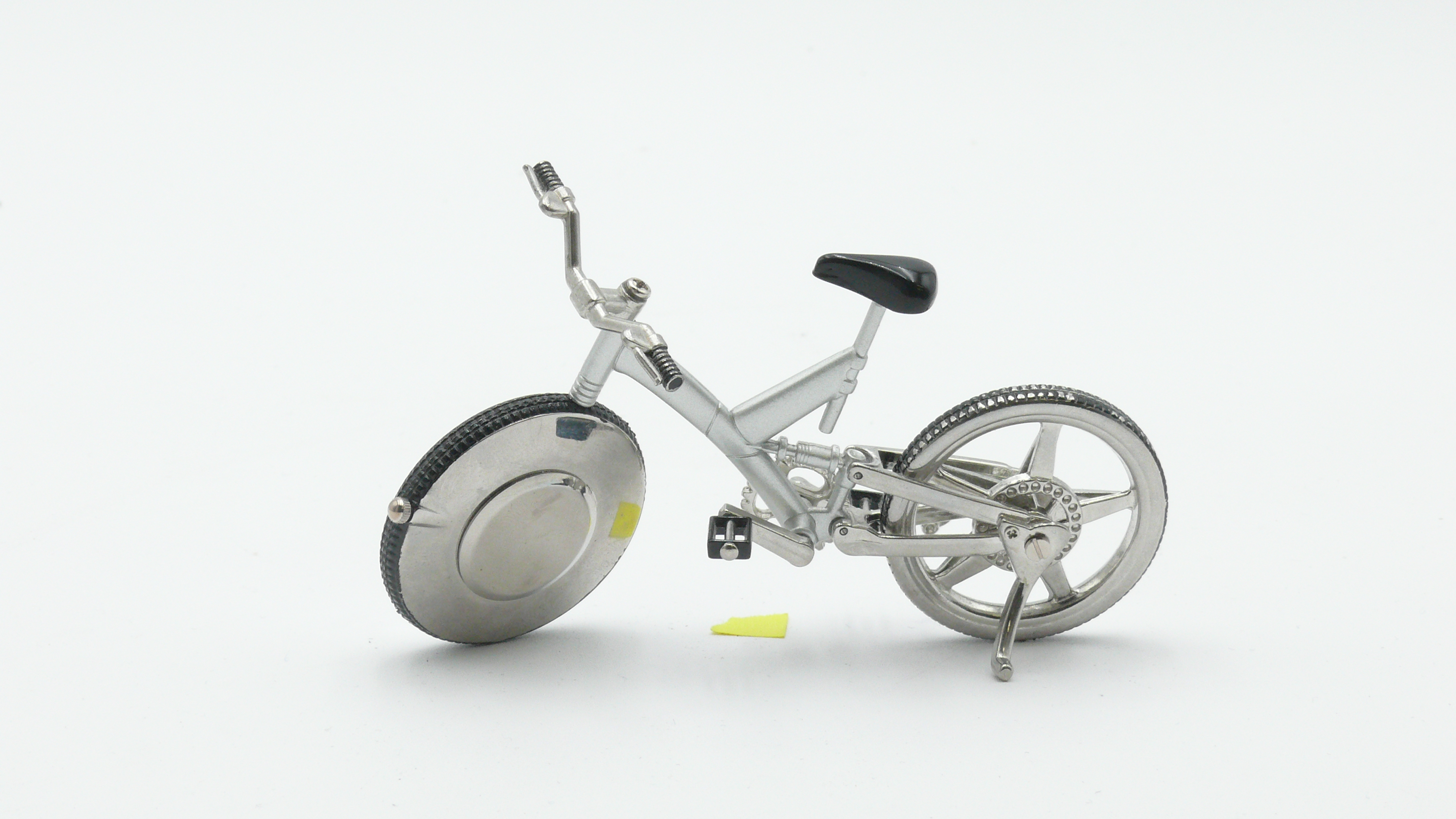 Miniature Silver Bicycle Clock