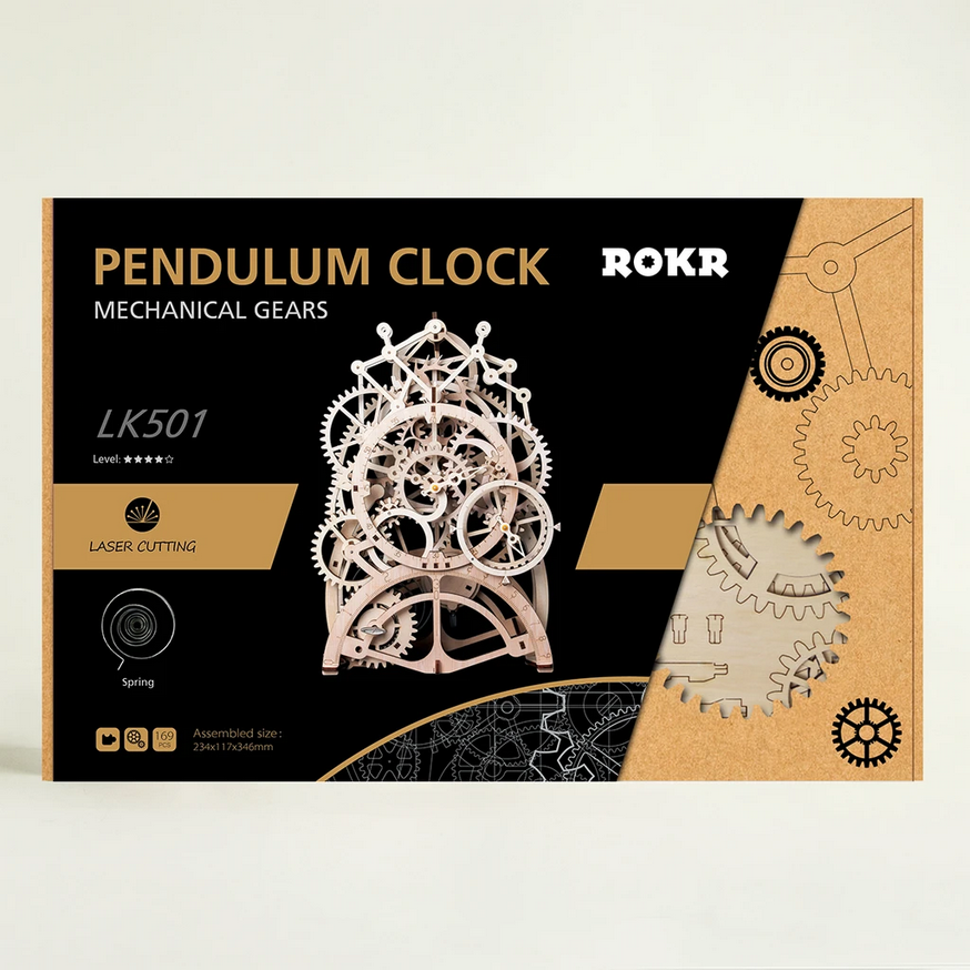 Wooden Model Kit – Mechanical Clock – LK501 by Robotime