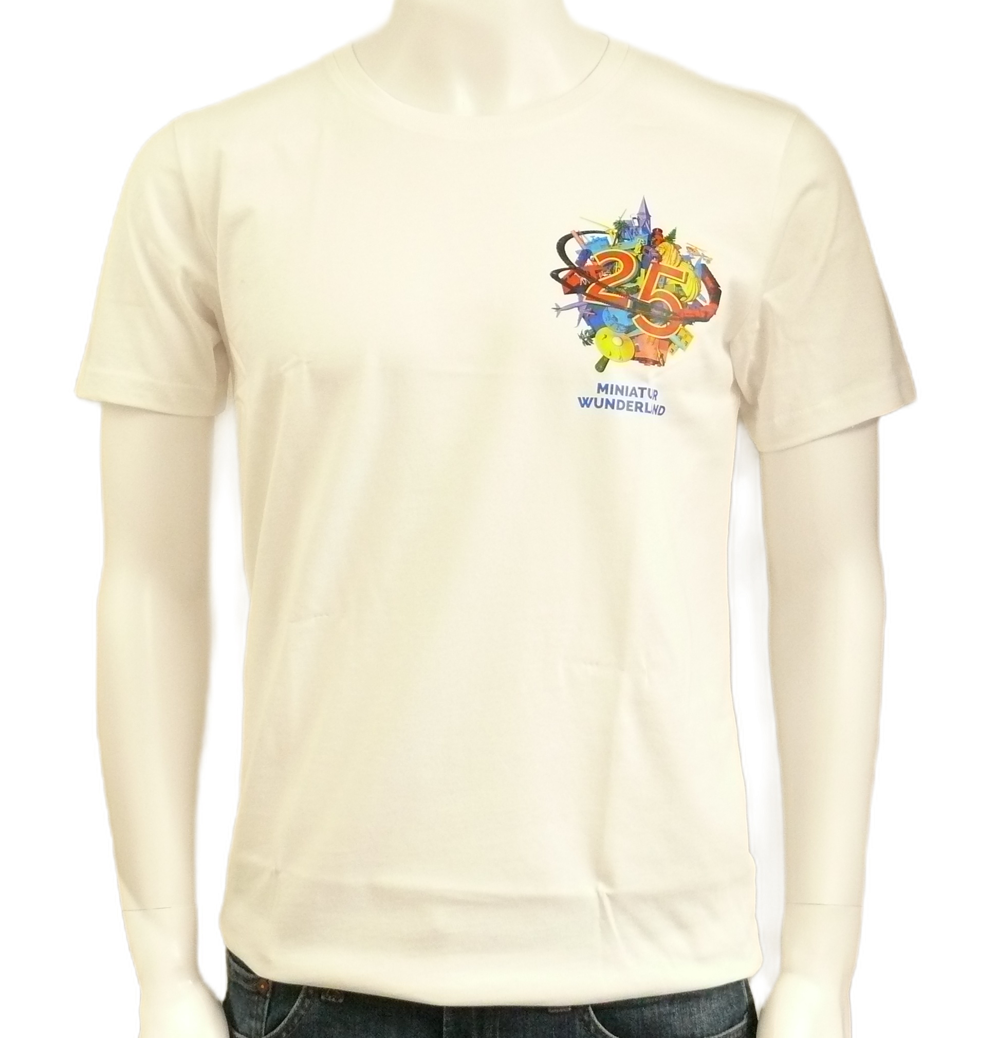 T-Shirt – 25 Years of Miniatur Wunderland – Small Anniversary Logo, White