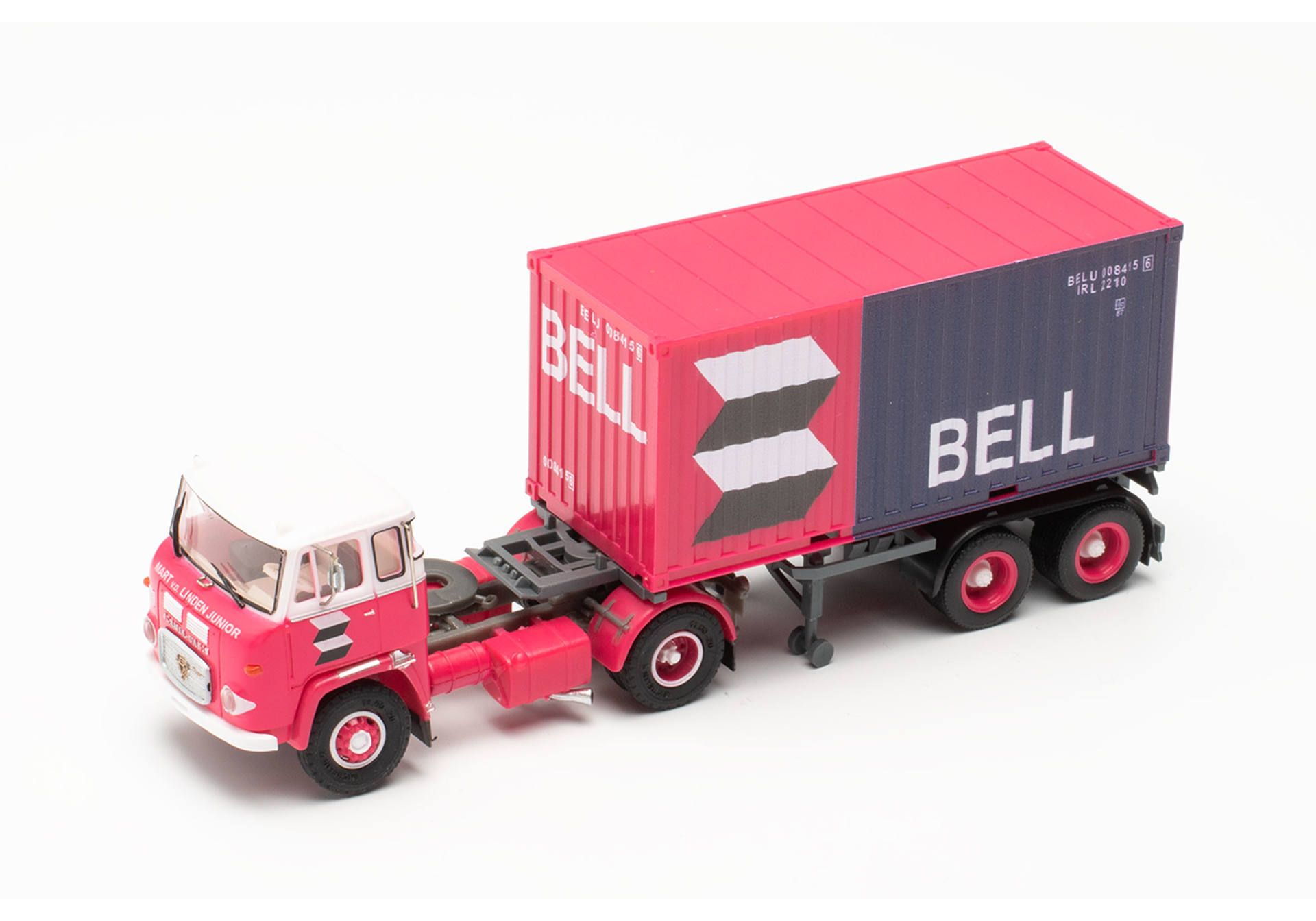 Herpa 87MBS026123 Scania LB 76 Container-Sattelzug "van der Linden/Bell" (Niederlande/Lisse) 1:87
