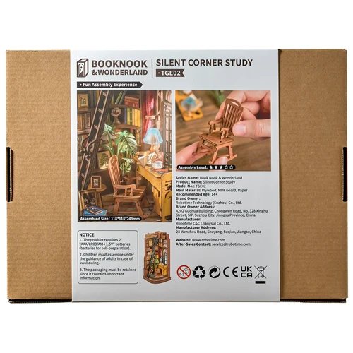 Wooden Model Kit / Book Nook – "Silent Corner Study" – TGE02 by Robotime