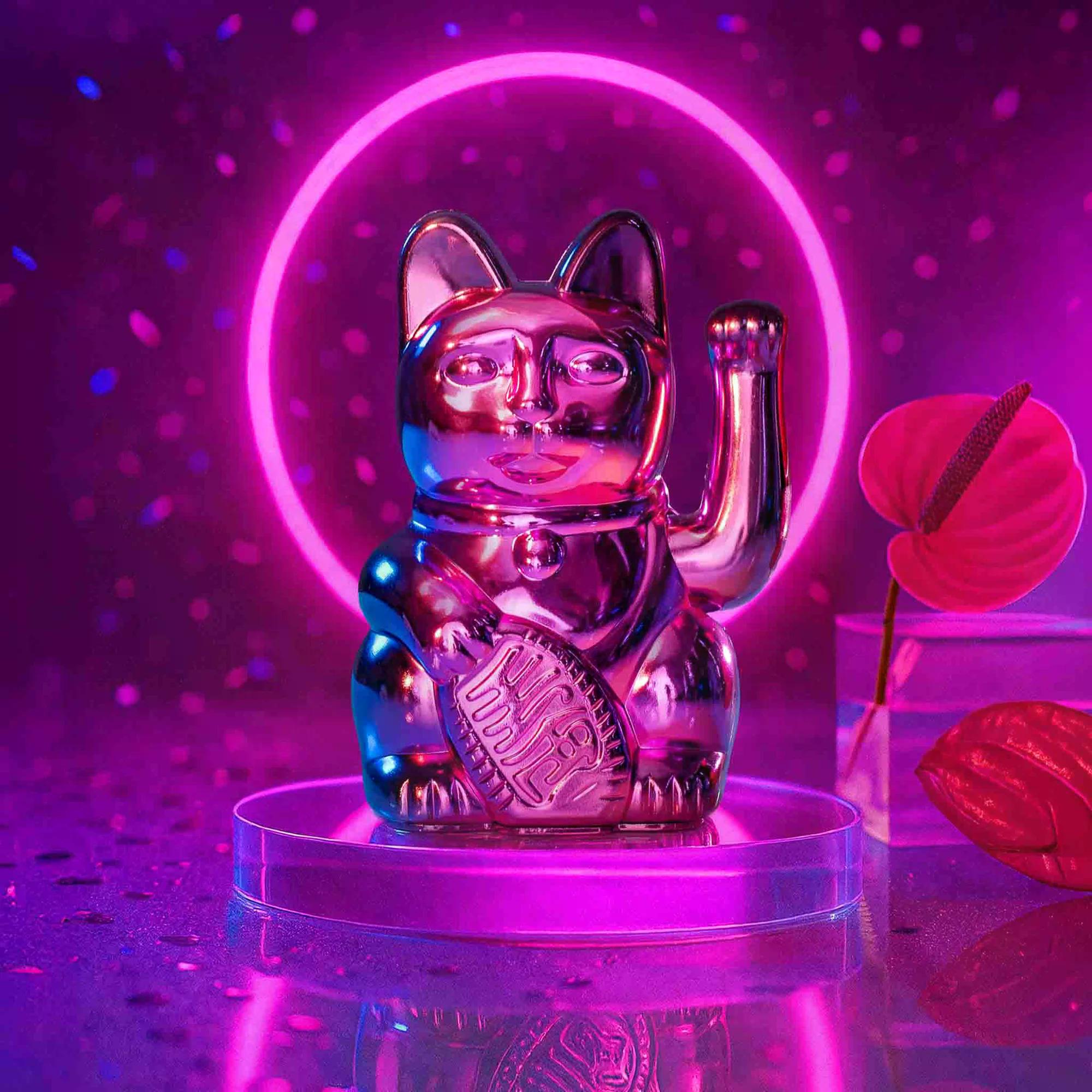 Waving Cat / Maneki Neko | Mini - Shiny Pink