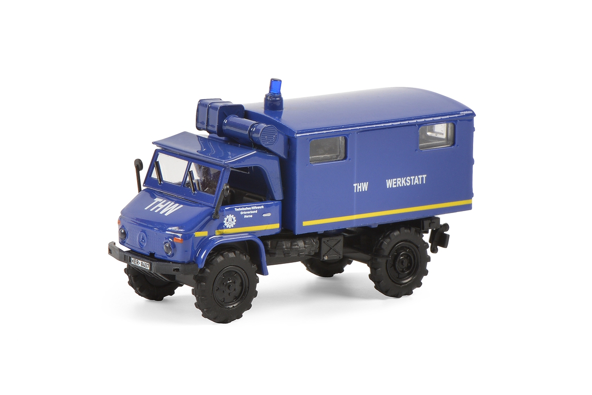 Schuco 452656000 MHI 3-Piece Set THW – Land Rover 88, Unimog 404, Mercedes-Benz LG 315