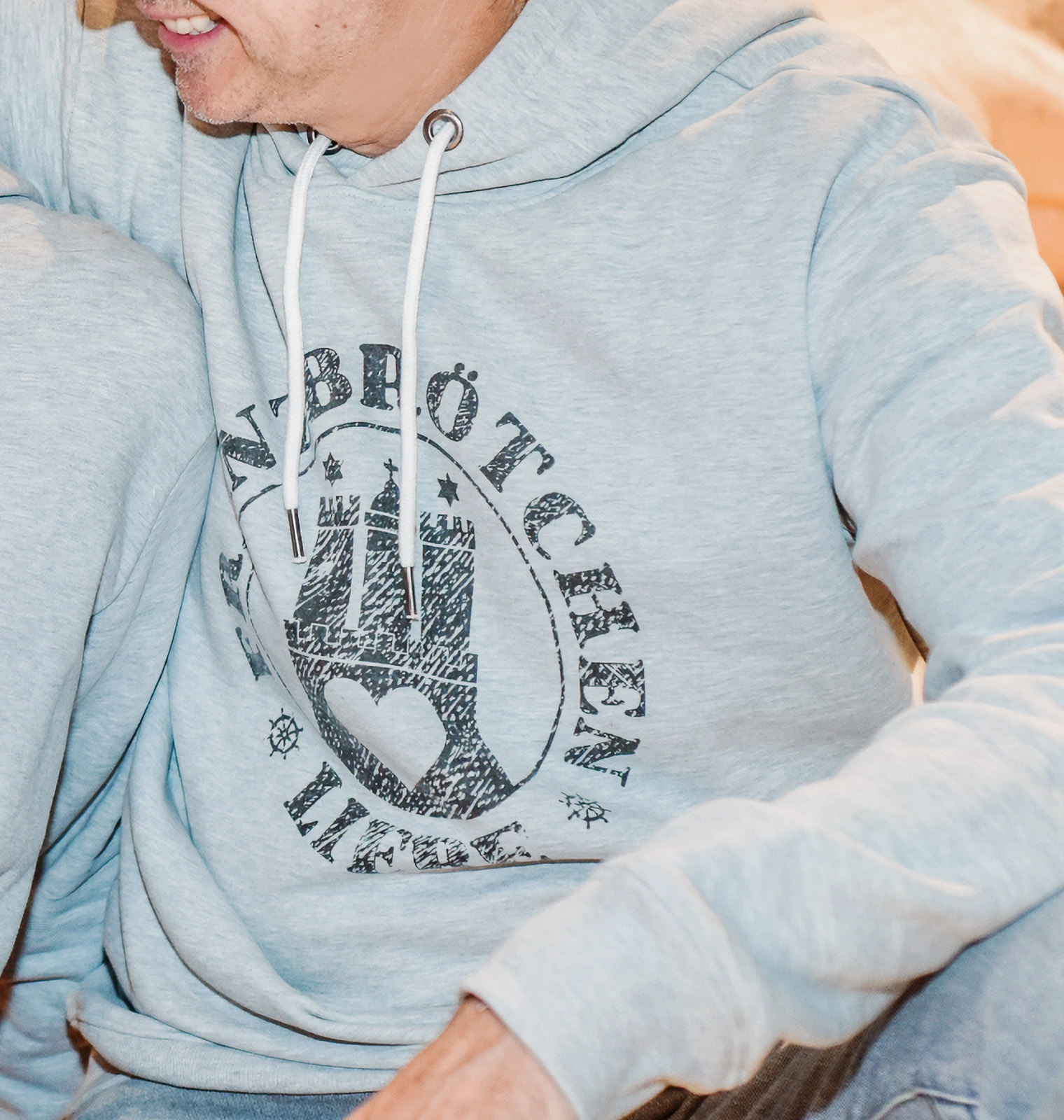 Franzbrötchenliebe Hoodie unisex - Grey Morn mélange with black print