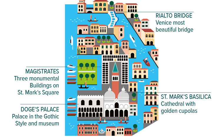 Lageplan Venedig Beschriftung Engl