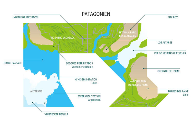 Lageplaene suedamerika patagonien de